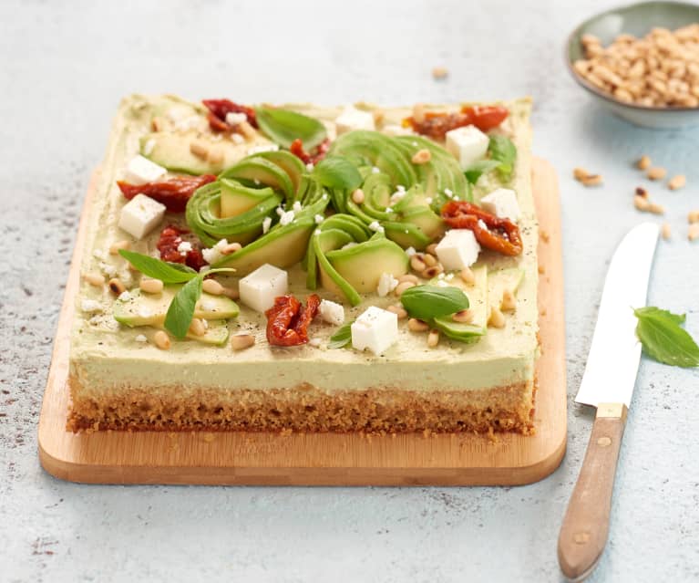 Cheesecake avocat, feta et pignons de pin