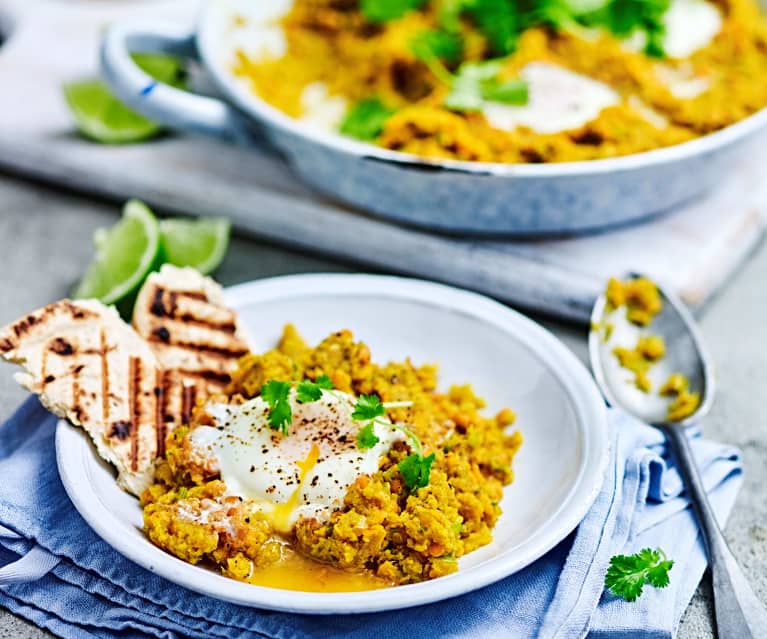 Cauliflower dhal with soft steamed eggs (Diabetes)