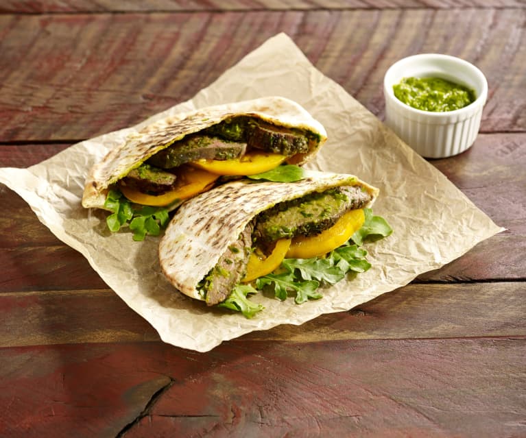 Chimichurri Steak Pita Sandwich