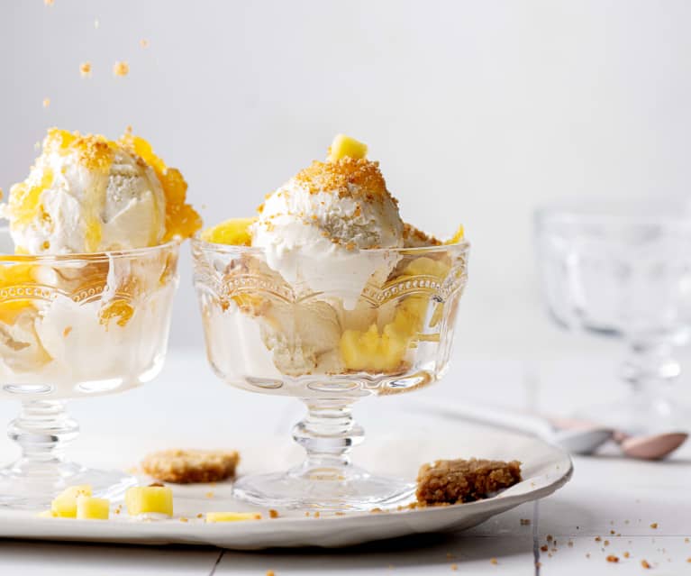 Pineapple and Coconut Ice Cream Sundae