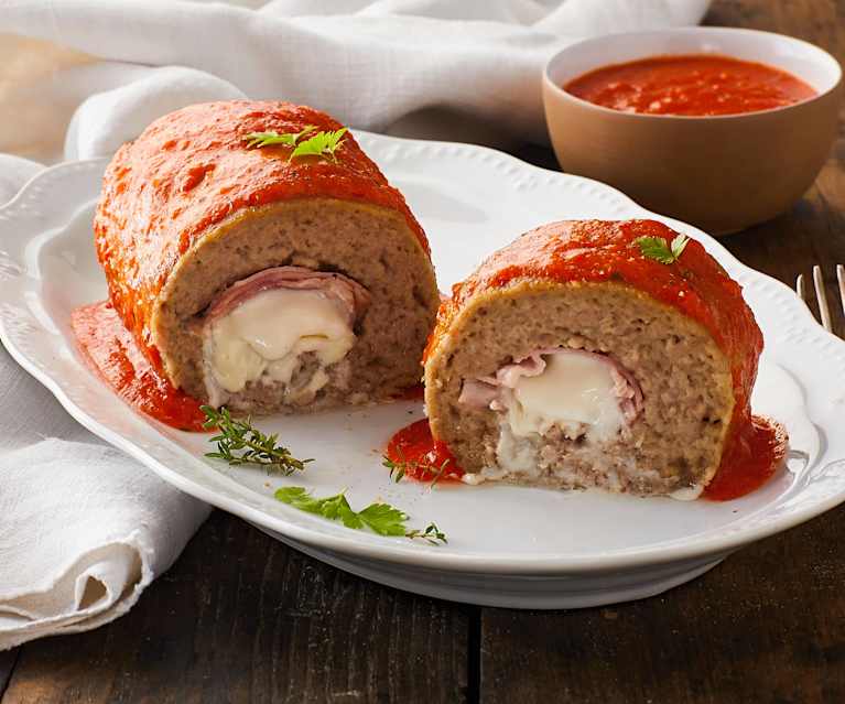 Polpettone con crema di peperoni