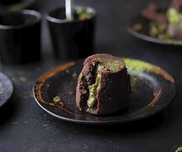 Tortino di cioccolato e matcha con cuore morbido