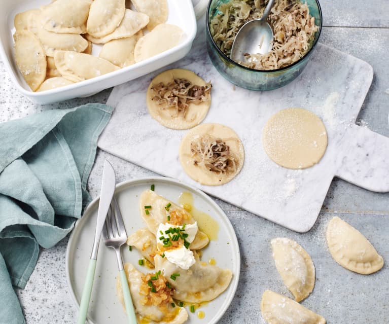 Mushroom and sauerkraut pierogi