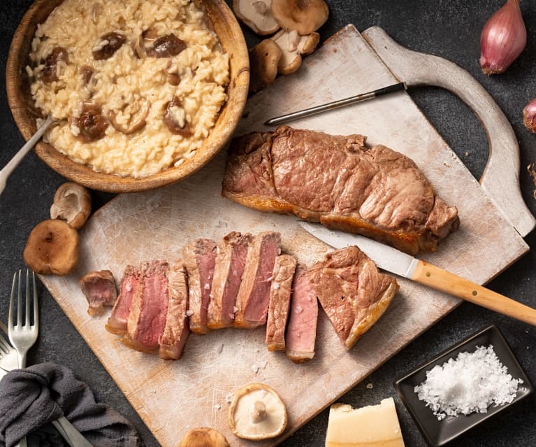 Steaks with Mushroom Risotto