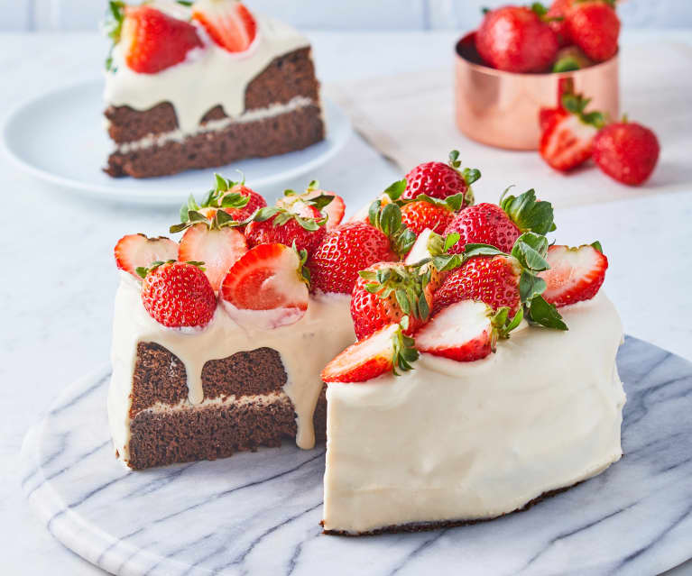 Pastel de fresas con chocolate