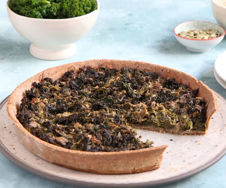 Tarta con relleno de kale