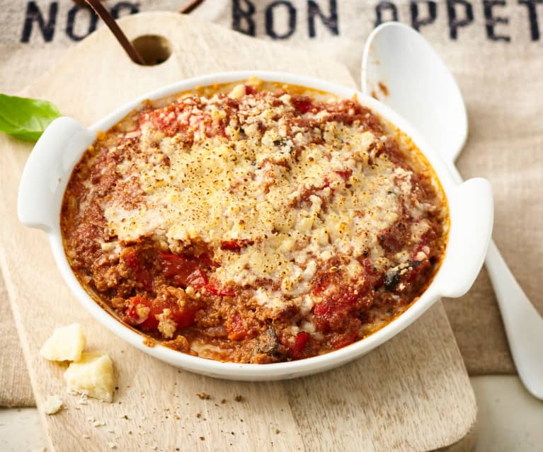 Gratin de poivron à la bolognaise