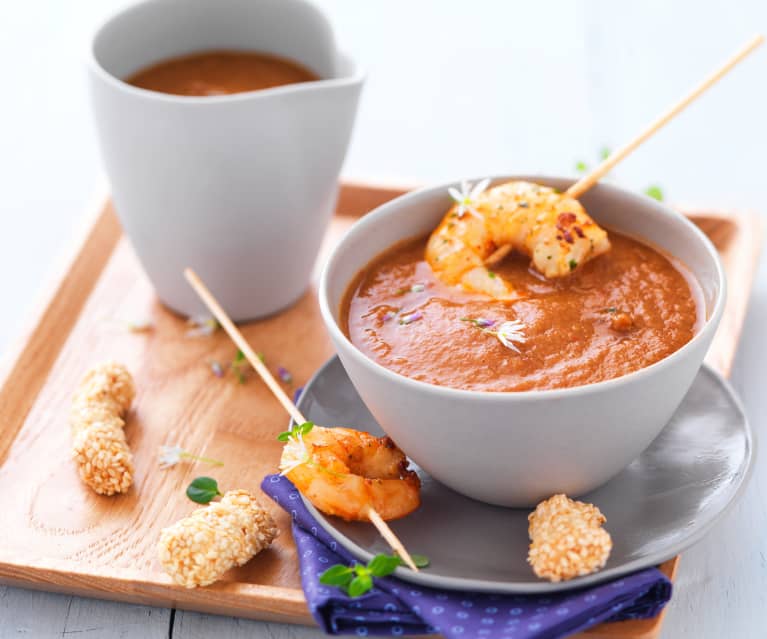 Gaspacho tomate-gambas