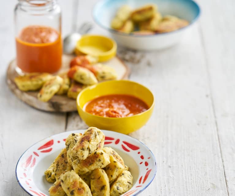 Croquetes de curgete com molho picante