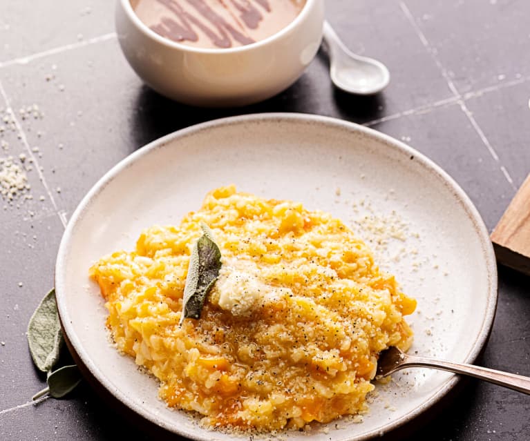 Menù: Risotto alle patate dolci; budino alla cannella e salsa al cioccolato