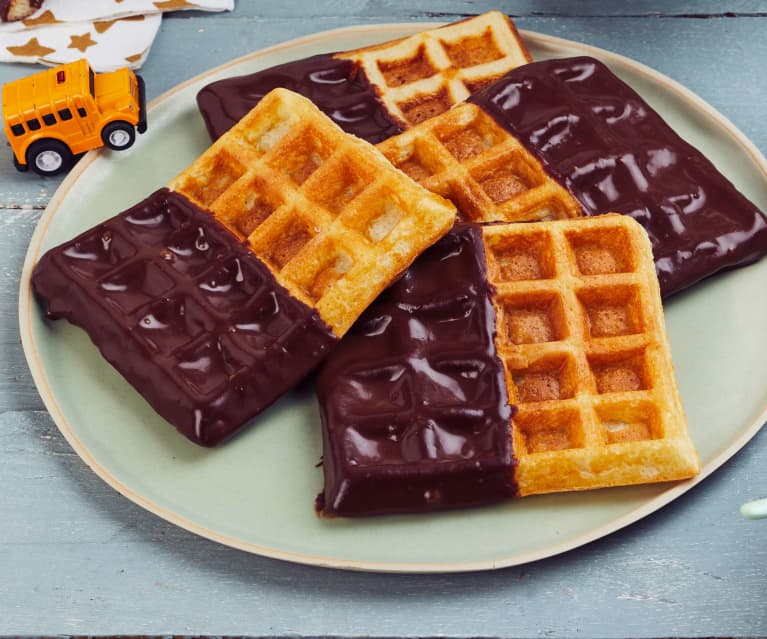 Gaufres, sauce au chocolat