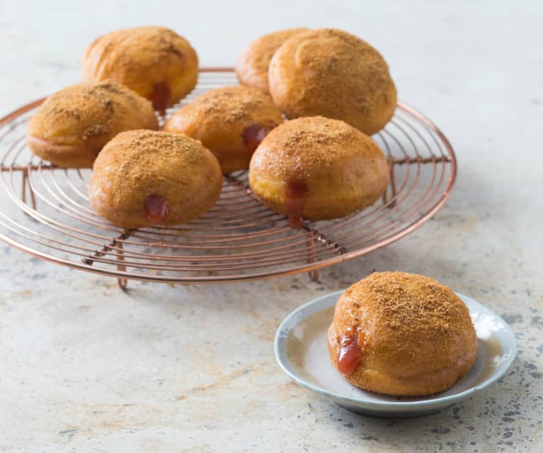 Jam-filled sweet potato doughnuts