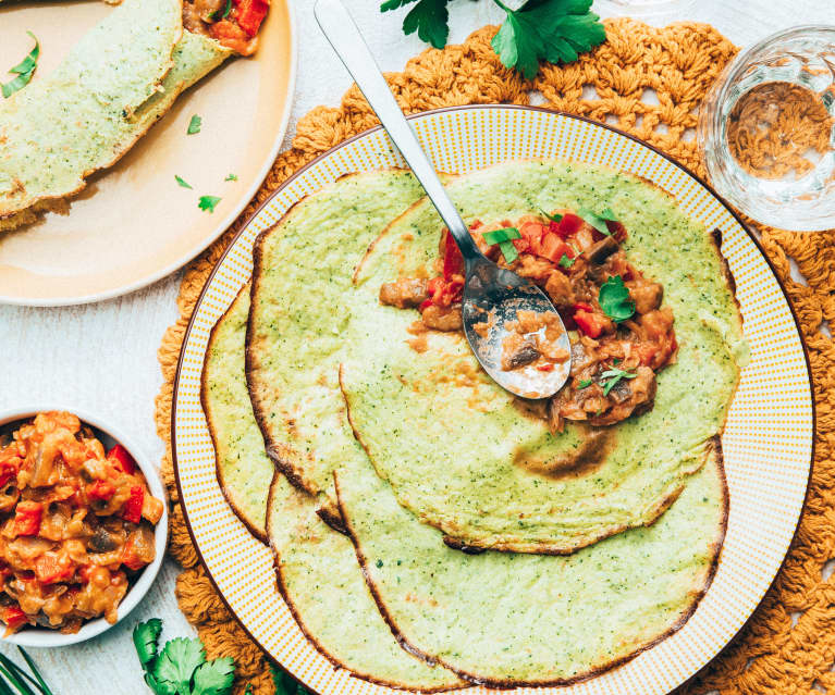 Crêpes de courgette aux légumes d'été