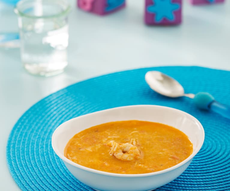 Sopa de fideos con gambas