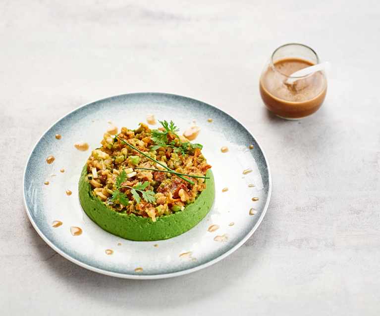 Guacamole de petits pois, tartare de légumes au citron vert (Pascal Favre d'Anne) Guacamole de petits pois, tartare de légumes au citron vert (Pascal Favre d'Anne)