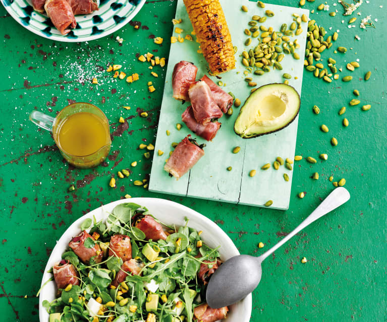 Salada de pêssego com presunto