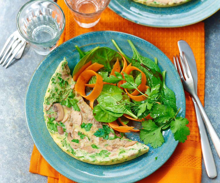 Omelette aux champignons et aux herbes