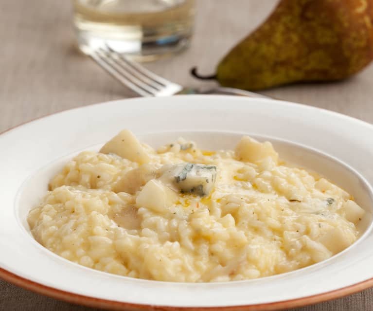 Risotto con pera y gorgonzola