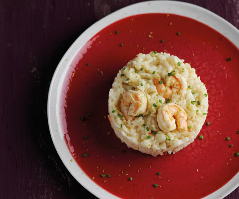 Risoto de camarão e leite de coco