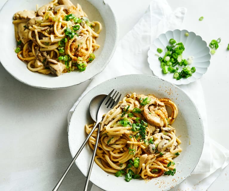 Creamy miso mushroom udon