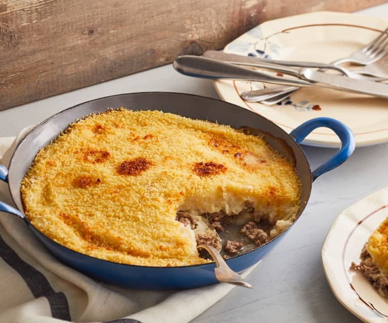 Parmentier de restes de gigot d'agneau aux panais et céleri