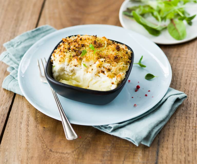 Parmentier de poisson au chèvre et persillade