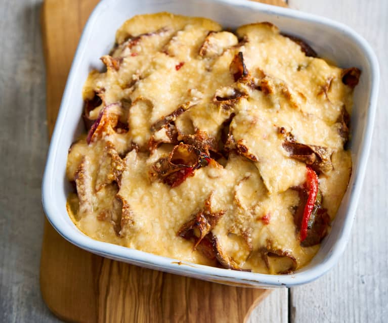 Penne com beringela no forno