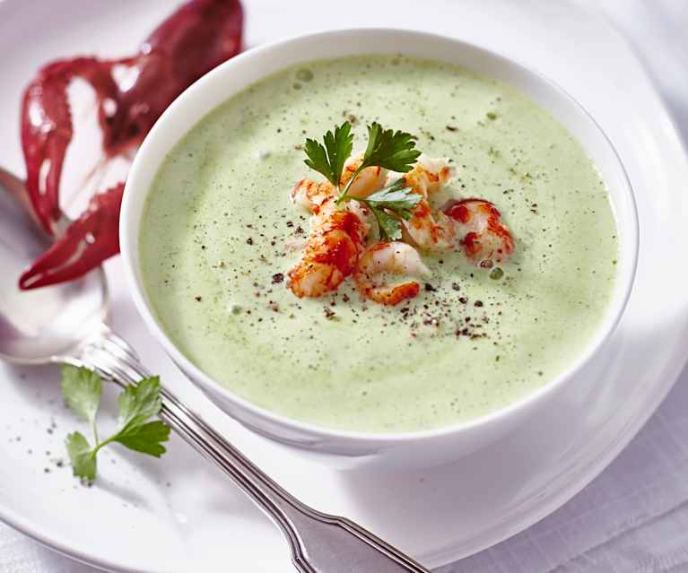 Petersilien-Schaumsuppe mit Flusskrebsen Petersilien-Schaumsuppe mit Flusskrebsen
