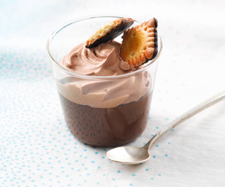 Mousse al cioccolato fondente e caramello