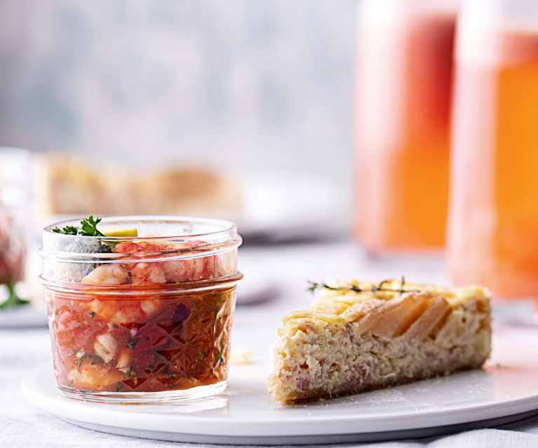 Menù: Quiche Brie e pere; cocktail di gamberi e punch (Bimby Friend) Menù: Quiche Brie e pere; cocktail di gamberi e punch (Bimby Friend)