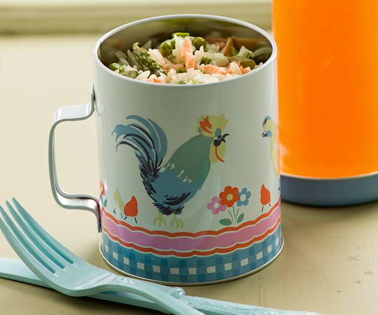 Arroz de salmão, espargos e ervilhas Arroz de salmão, espargos e ervilhas