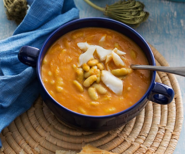 Verdinas con bacalao (Cocción lenta)