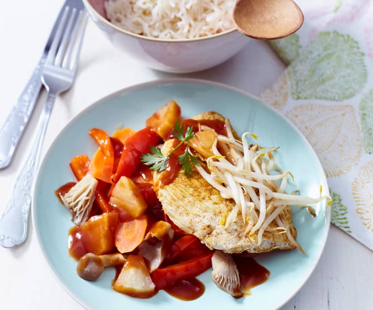 Putenschnitzel süß-sauer