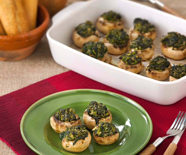 Champiñones rellenos de espinaca