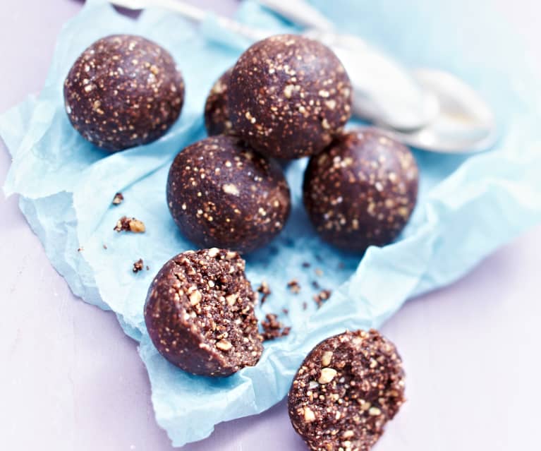 Bolitas de cacahuete, cacao y amaranto