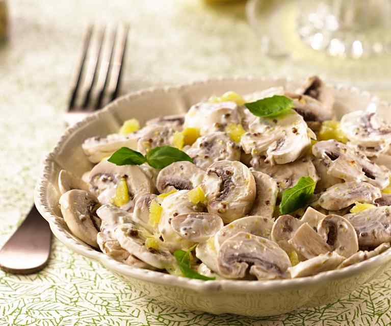 Salade de champignons aux deux citrons Salade de champignons aux deux citrons
