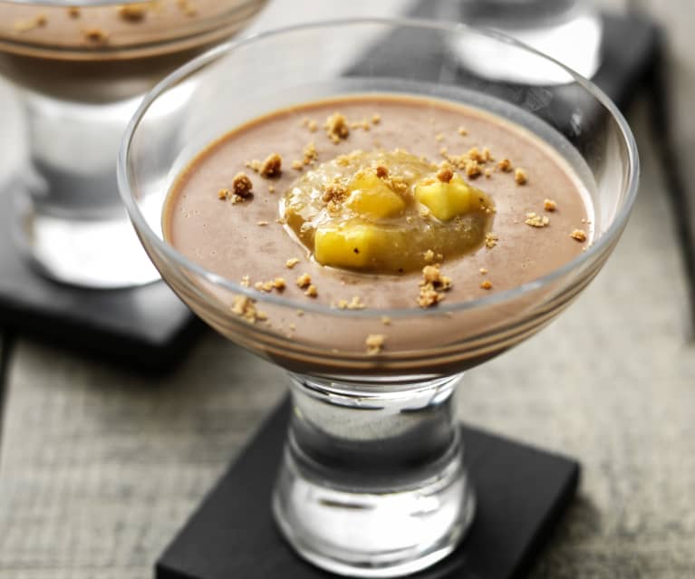 Milk Chocolate Panna Cotta with Mango and Banana Marmalade