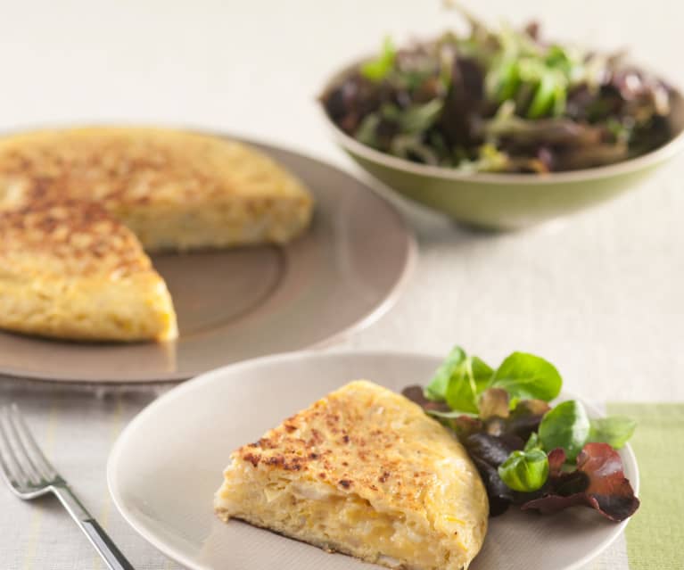 Tortilla de bacalao y puerros