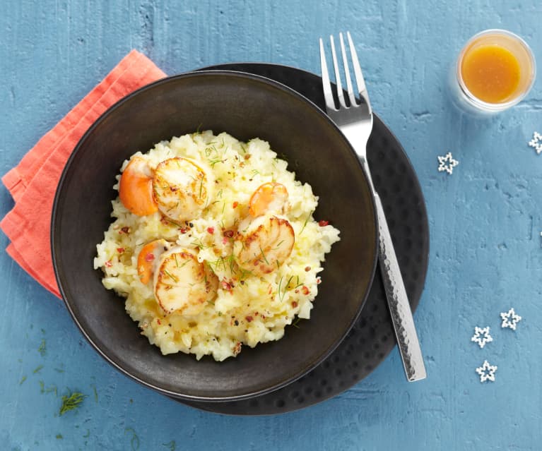 Risotto de saint-jacques, caramel de mandarine