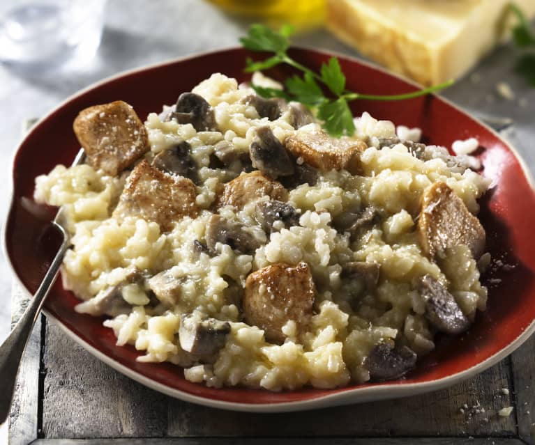 Risotto de poulet aux champignons