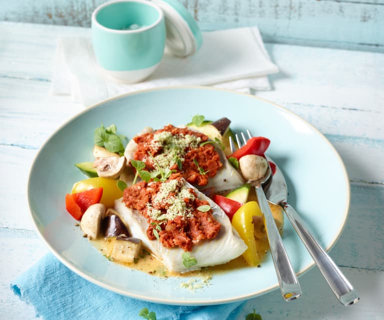 Mediterrane Fischfilets mit Gemüse