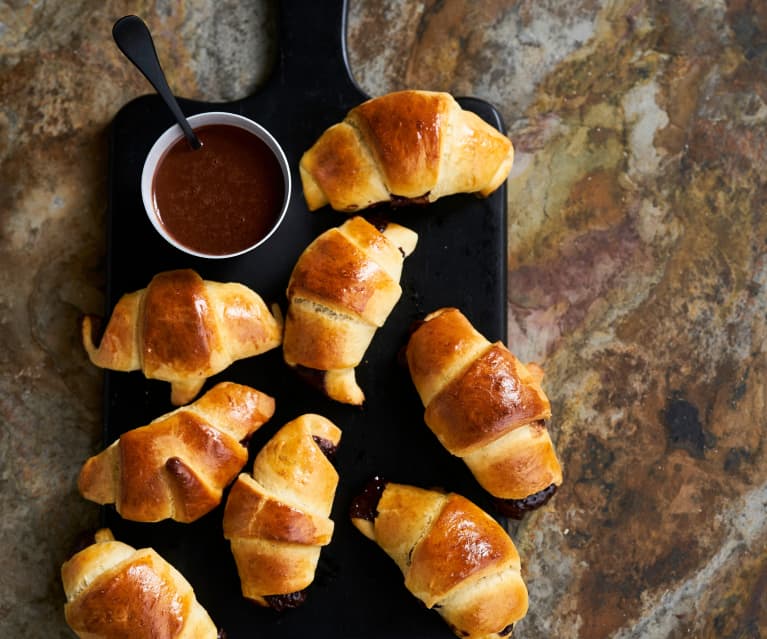 Croissants recheados com creme de chocolate