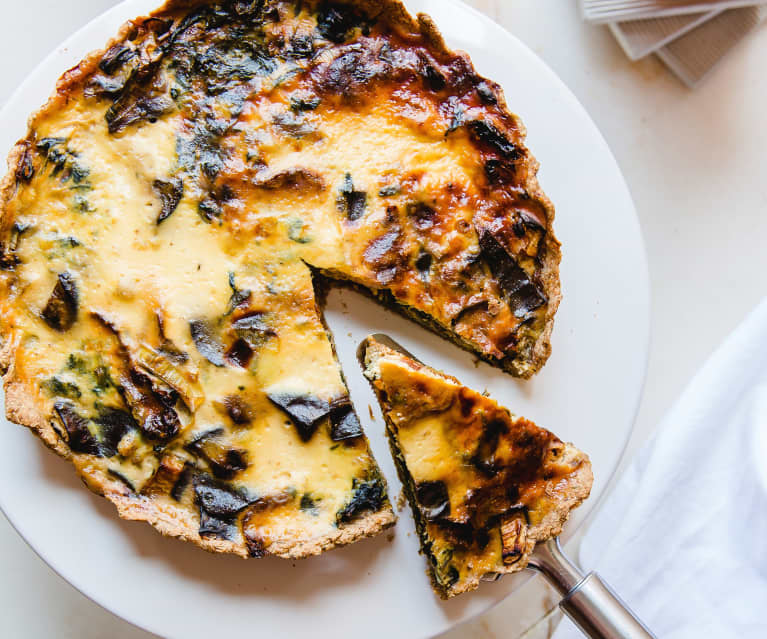 Quiche de espinafres com alho-francês