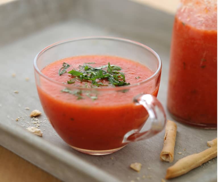 Menu veggie - Gaspacho rouge au basilic