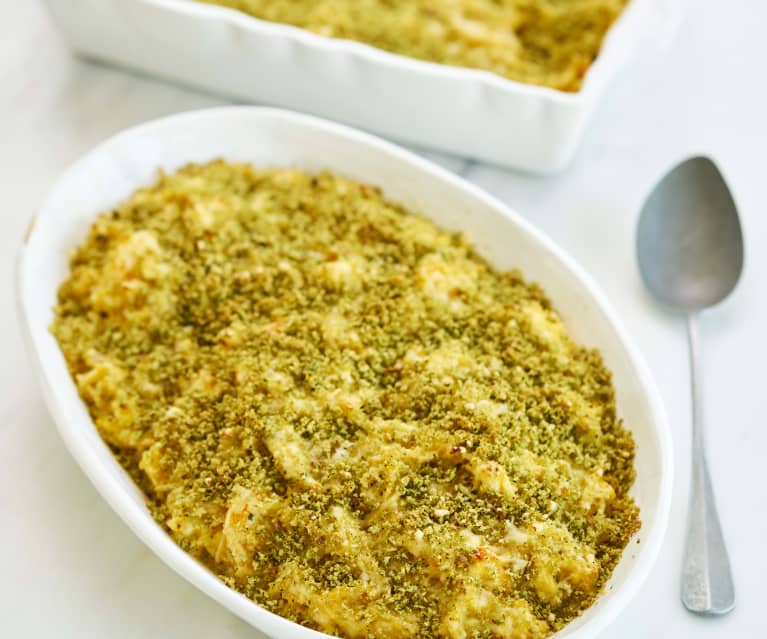 Bacalhau gratinado com camarão