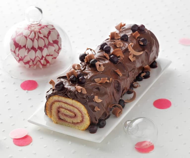 Bûche chocolat-cassis