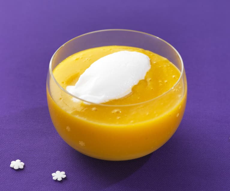 Soupe de mangue et sorbet fromage blanc