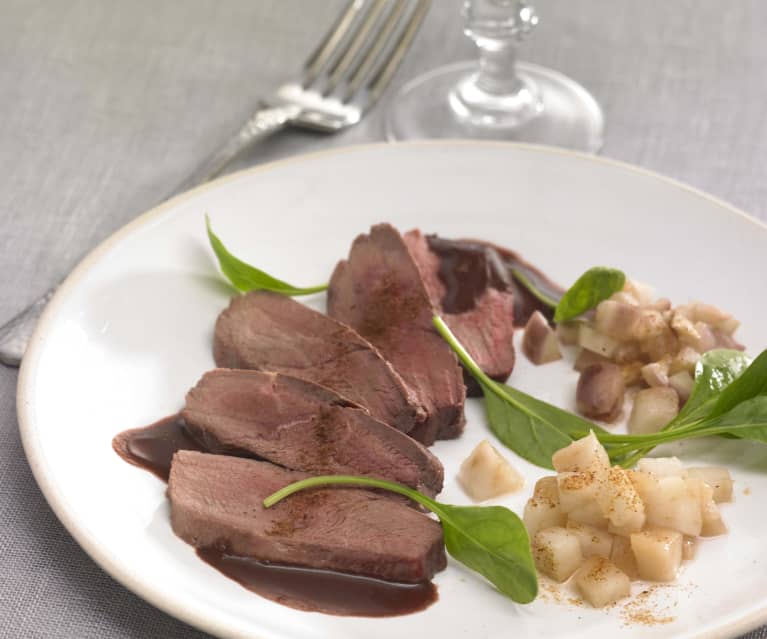 Magret de canard et sa sauce vin et chocolat