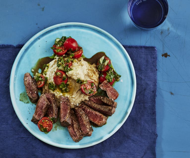 Steak mit Bohnenpüree