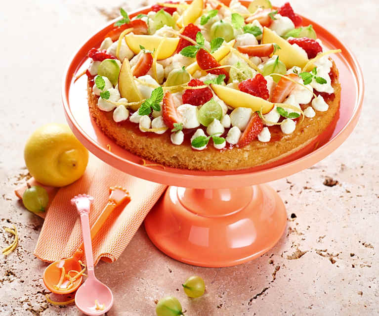 Tarte fraises et pêches sur biscuit citron Tarte fraises et pêches sur biscuit citron